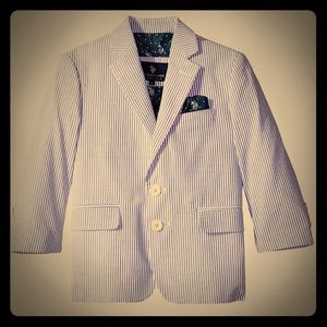 US POLO ASSN Boys Seersucker Suit Jacket + Trouser
